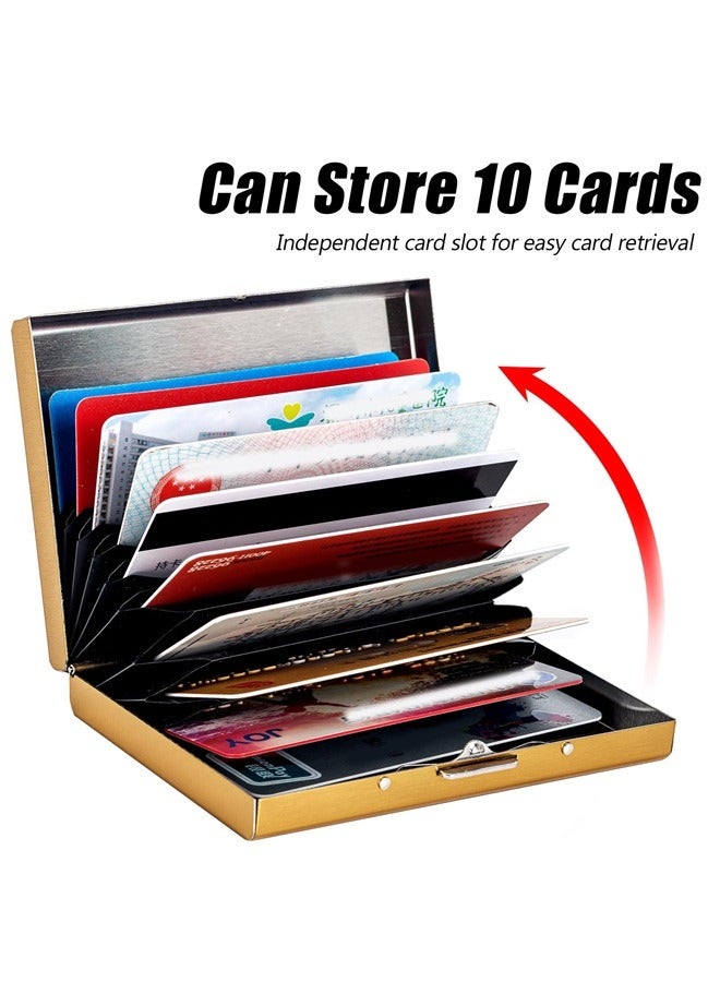 Aluminum Alloy Card Holder, RFID Protected, Unisex Adults, golden, 10 Card Slots, Modern Style  - Image 3