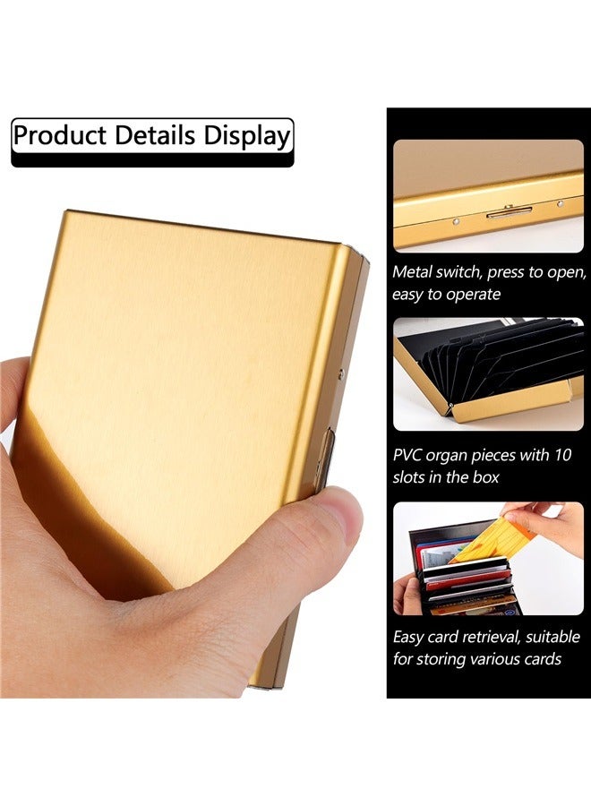 Aluminum Alloy Card Holder, RFID Protected, Unisex Adults, golden, 10 Card Slots, Modern Style  - Image 5