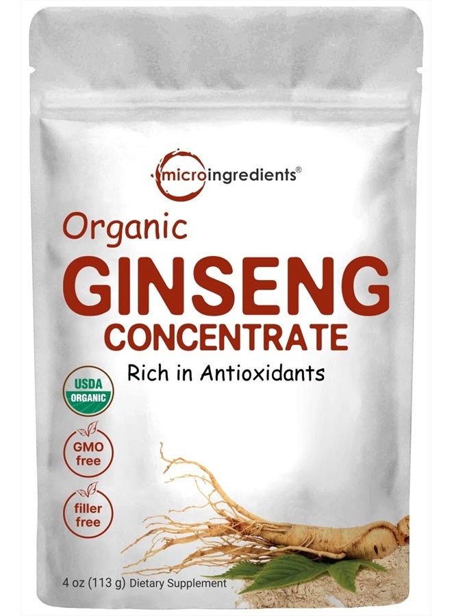 Micro Ingredients Maximum Strength Organic Korean Ginseng Root 200:1 Powder, 4 Ounce, Red Panax Ginseng Powder, Active Ginsenosides, Vegan Friendly  - Image 3