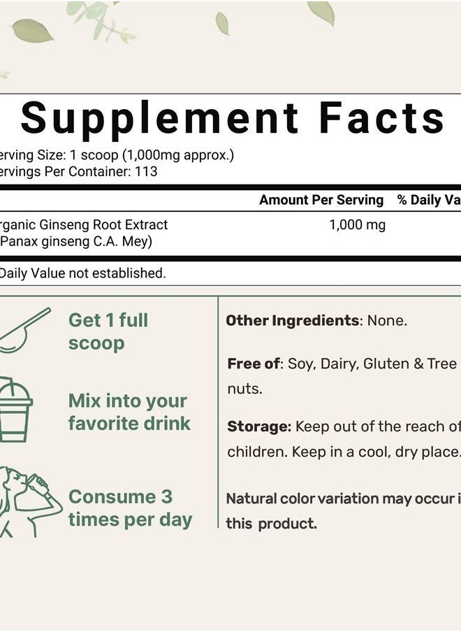 Micro Ingredients - Maximum Strength Organic Korean Ginseng Root 200:1 Powder, 4 Ounce, Red Panax Ginseng Powder, Active Ginsenosides, Vegan Friendly - Image 1
