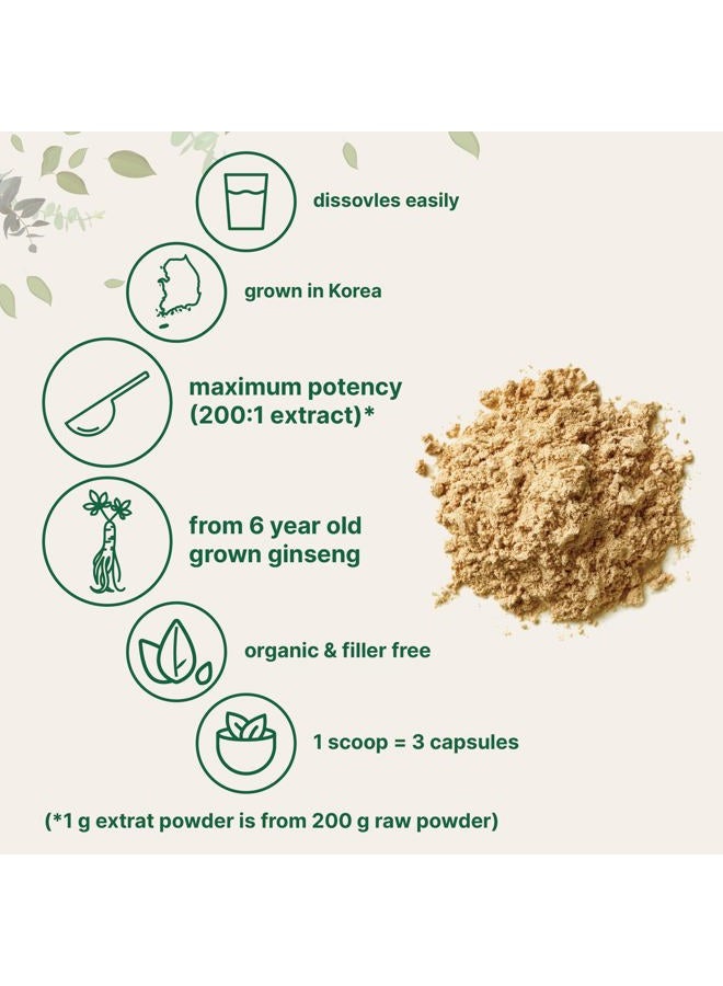 Micro Ingredients مسحوق جذر الجنسنغ الكوري العضوي بقوة قصوى 200:1، 4 أونصة، مسحوق الجنسنغ الأحمر باناكس، جينسنوسيدات نشطة، مناسب للنباتيين - Image 3