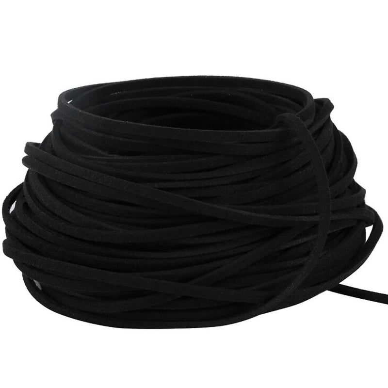 BeadsTreasure Black Faux Suede Cord Lace Leather Cord For Jewelry Making 3x15 mm20 Feet