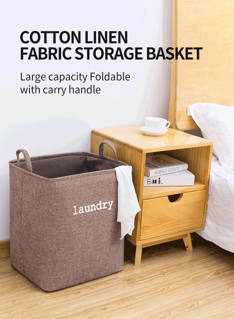 BEIRUI Large Capacity Laundry Hamper, Cotton Linen Laundry Hamper, Folding Hamper with Handle, Breathable and Durable Dirty Laundry Hamper Laundry Room, 60L Collapsible Toy Storage Bin  - Image 2