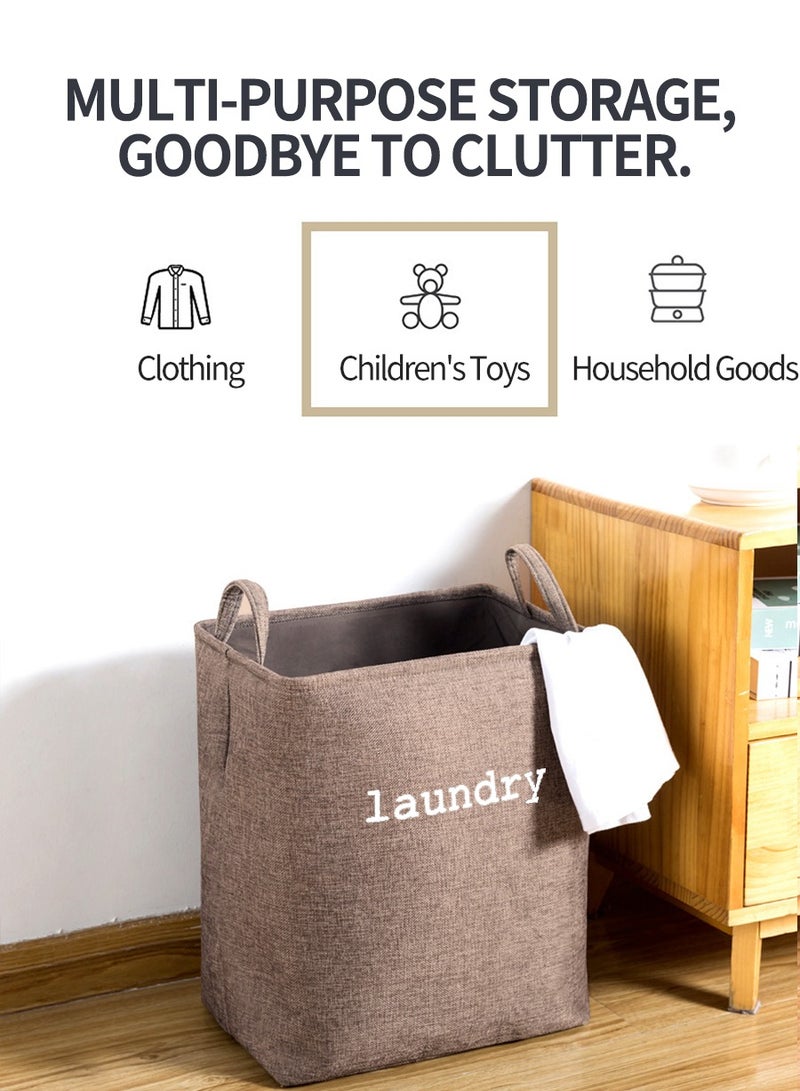 BEIRUI Large Capacity Laundry Hamper, Cotton Linen Laundry Hamper, Folding Hamper with Handle, Breathable and Durable Dirty Laundry Hamper Laundry Room, 60L Collapsible Toy Storage Bin  - Image 4