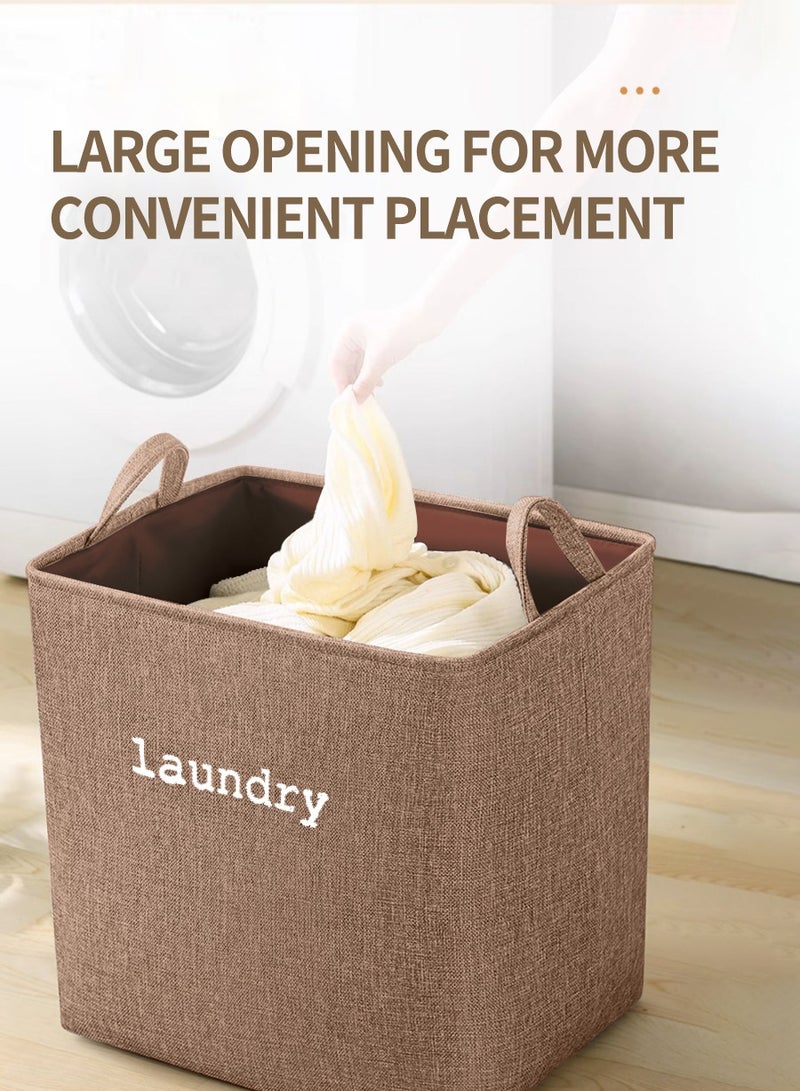 BEIRUI Large Capacity Laundry Hamper, Cotton Linen Laundry Hamper, Folding Hamper with Handle, Breathable and Durable Dirty Laundry Hamper Laundry Room, 60L Collapsible Toy Storage Bin  - Image 5