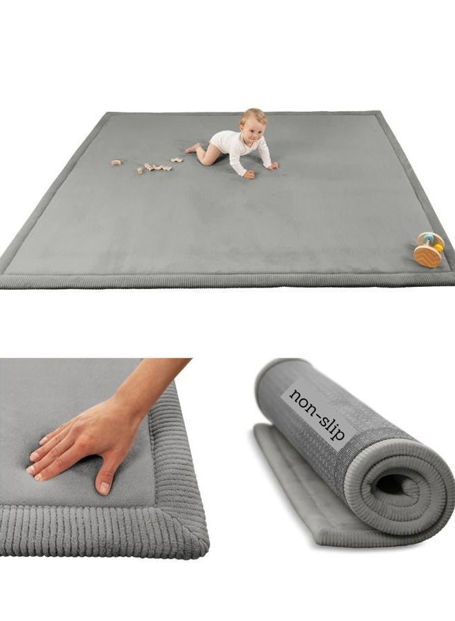 Hakuna Matte Premium Baby Playmat for Floor 60" x 80" Dark Gray – Cloudsoft Coral Velvet Memory Foam Rug for Crawling – Non-Slip, Water-Resistant, Non-Toxic, Easy-Care Muscle Mat – Thick Play Mat for Baby - Image 1