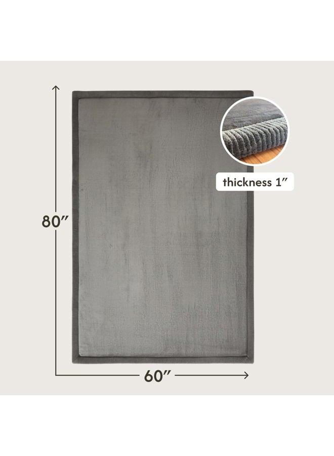 Hakuna Matte Premium Baby Playmat for Floor 60" x 80" Dark Gray – Cloudsoft Coral Velvet Memory Foam Rug for Crawling – Non-Slip, Water-Resistant, Non-Toxic, Easy-Care Muscle Mat – Thick Play Mat for Baby - Image 2
