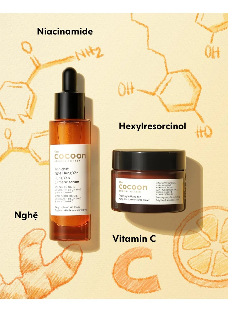 The Cocoon Original Vietnam  Hung Yen Turmeric Gel Cream Moisturiser 30ml. Brightening Turmeric Gel Cream Moisturiser with Matt Finish | Lightweight Turmeric Face Moisturiser for Plump Skin, Dark Spot Care & Hydration  | Best Price UAE