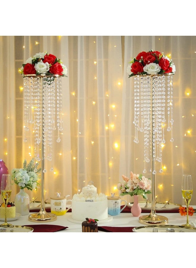 Lovecat Artificial Roses Flowers, 2 Pcs Flower Ball Arrangement Bouquets 15 Heads Plastic Roses with Base, Perfect for Wedding Party Valentines Table Decoration, Home Décor, Wedding Centerpieces（Red White） - Image 3