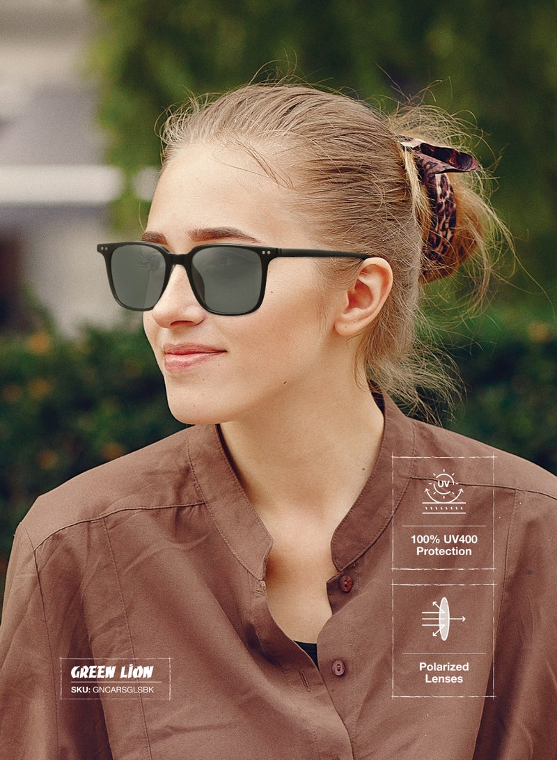 GREEN LION Carenzo Polarized Full Rim Sunglasses with UV Protection for Men & Women / UV400 / Outdoor Activities - Black - Image 4