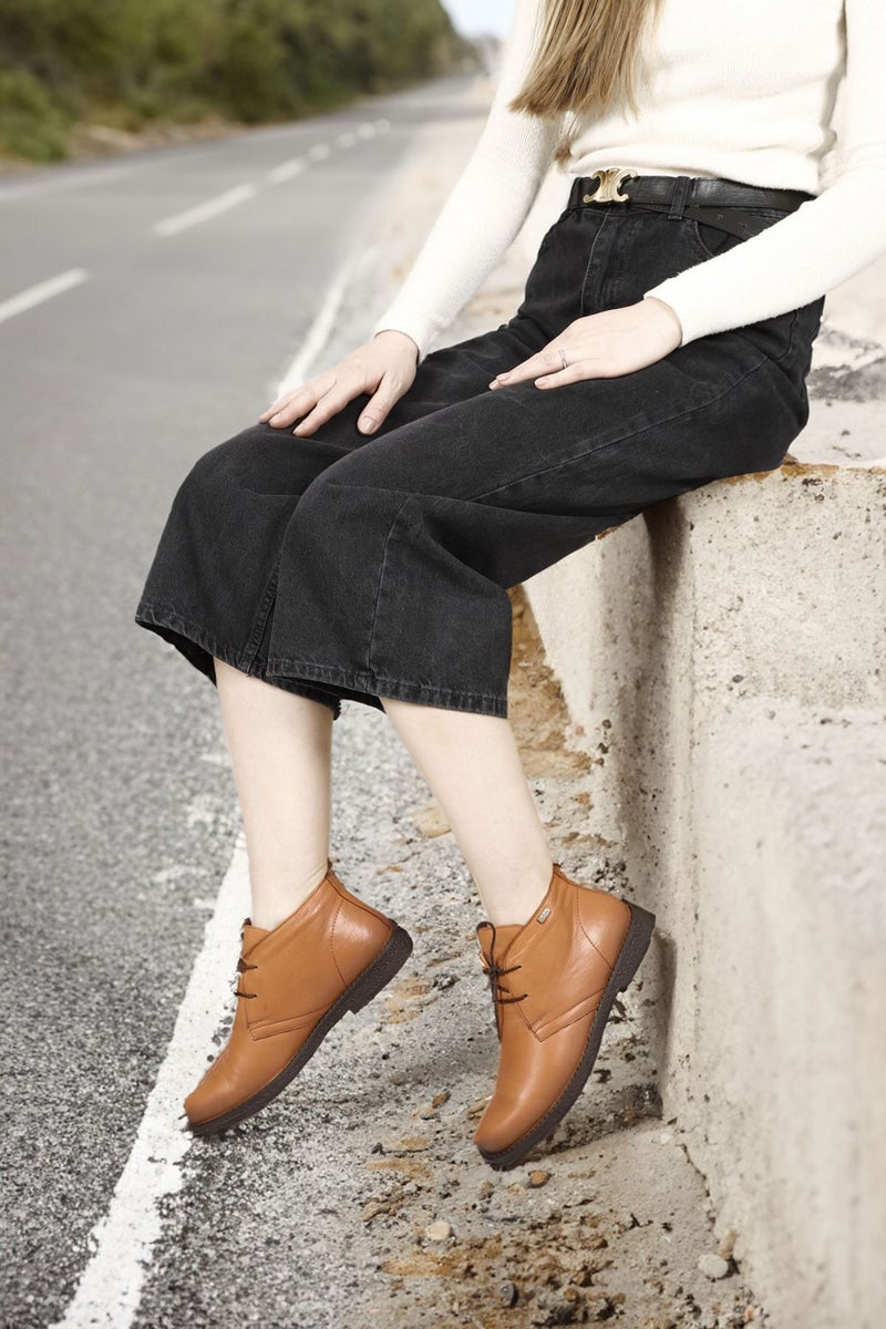 Gönderi(r) Gön Genuine Leather Oxford Mold Rubber Sole Lace-Up Women's Casual Boots 51456  - Image 2