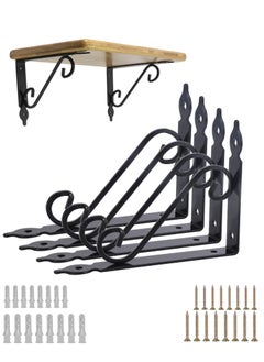 LAWAZIM Shelf Bracket S-Shape -4 Piece, Small with 44-Piece Drywall screws & Plastic Anchor Kit| L Shelf Support Angle Mounting Brackets Shelving Hardware, Home Decor, Kitchen, Garage, Office, Closet.  - Image 1