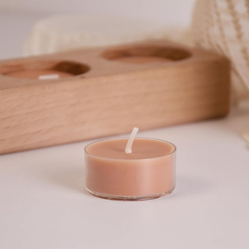 DEYBBY Natural Velvet Wood Scented Soy Wax Tealight Candles Bulk, Aromatherapy Luxury Tea Candle Set of 36-4 Hour Burning Great Gift - Image 3