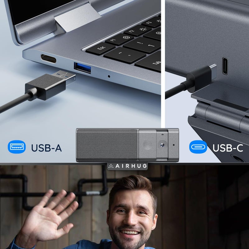 AIRHUG 3 in 1 1080P Webcam with Microphone & Speaker, USB Camera for Video Conferencing/Online Class/Gaming Live, Built-in Privacy Cover - Image 5