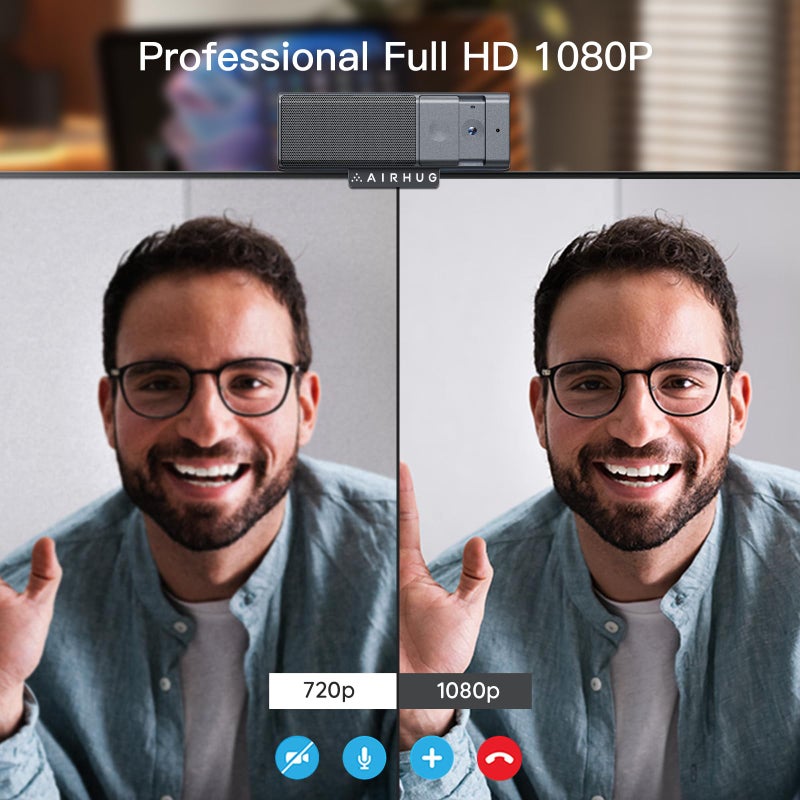 AIRHUG 3 in 1 1080P Webcam with Microphone & Speaker, USB Camera for Video Conferencing/Online Class/Gaming Live, Built-in Privacy Cover - Image 4