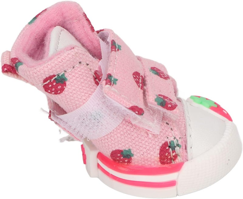 Strawberry Dog Shoes Slip Breathable Canvas Pet Boots with Velvet Lining, Cute Non Slip Protectors for Small Dogs Like Teddy Bichon Pomeranian (Type 1) - Image 2