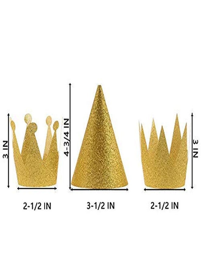 سي ام مجموعة قبعات حفلات أعياد الميلاد من كوزموس، 12 قطعة، قبعات مخروطية الشكل مزينة بأكاليل الغار مع حبال (ذهبي) - Image 2