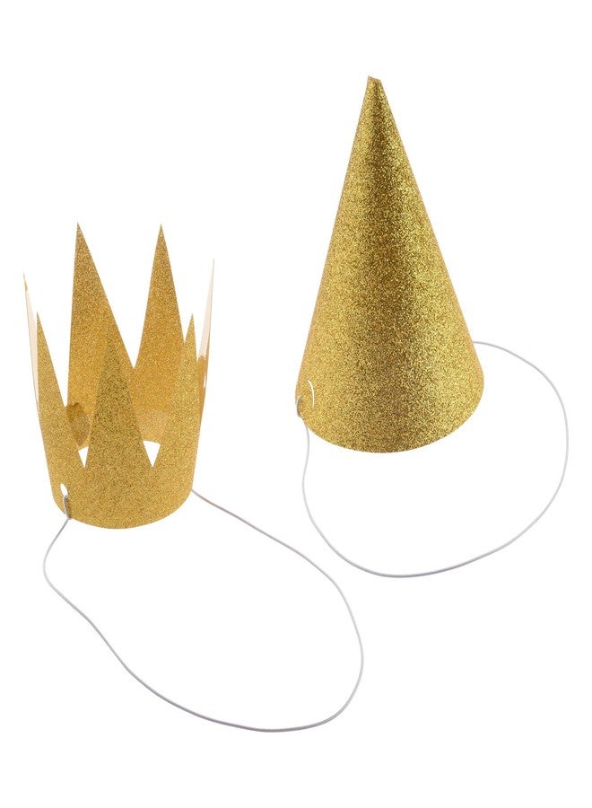سي ام مجموعة قبعات حفلات أعياد الميلاد من كوزموس، 12 قطعة، قبعات مخروطية الشكل مزينة بأكاليل الغار مع حبال (ذهبي) - Image 4