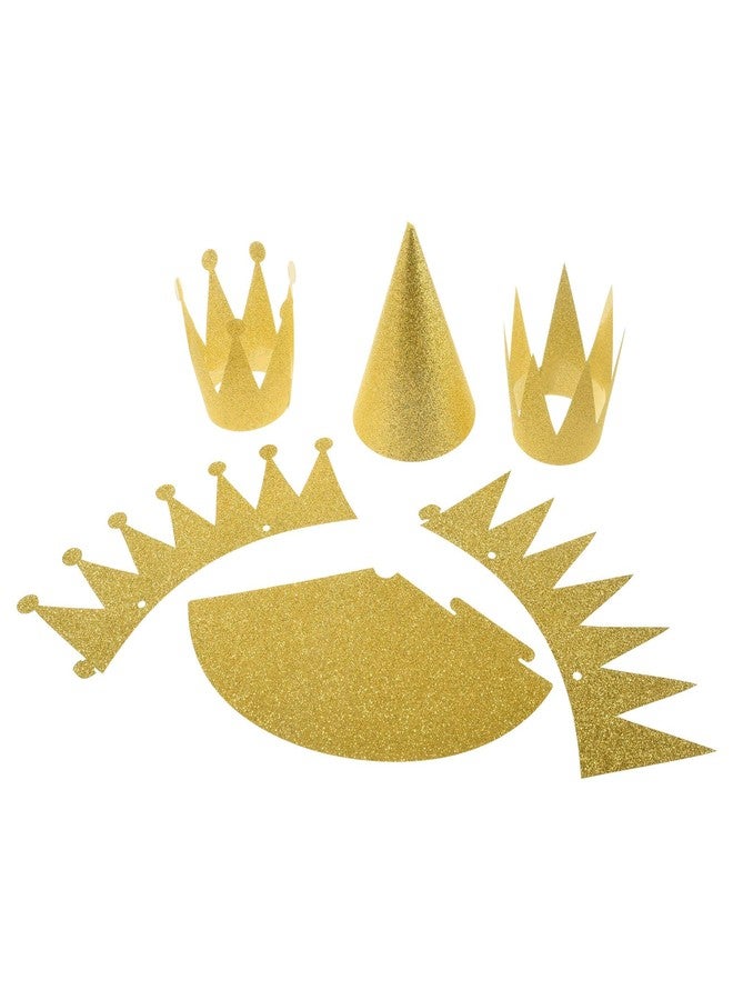 سي ام مجموعة قبعات حفلات أعياد الميلاد من كوزموس، 12 قطعة، قبعات مخروطية الشكل مزينة بأكاليل الغار مع حبال (ذهبي) - Image 3