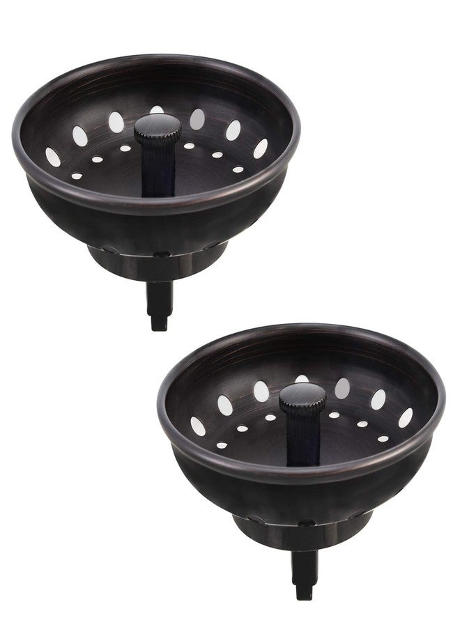 KONE Kitchen Sink Stopper and Strainer 2 Pack Oil Rubbed Bronze Sink Basket Strainer Replacement for Standard 3-1/2 inch Drain, Stainless Steel ORB Body Metal Center Knob with Rubber Drain Stopper - Image 1