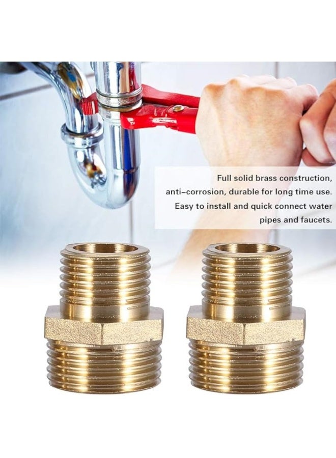 Biella 2Pcs Bsp Male To Male Solid Brass Hex Type Straight Thread Reducer Pipe Nipple With Teflon Tape - Image 4