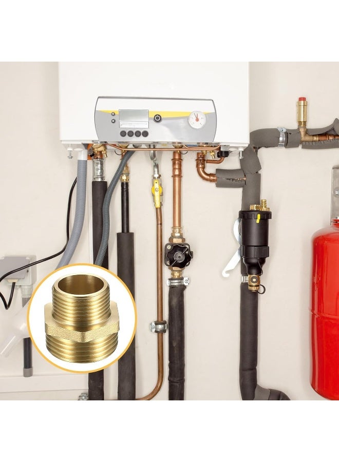 Biella 2Pcs Bsp Male To Male Solid Brass Hex Type Straight Thread Reducer Pipe Nipple With Teflon Tape - Image 5