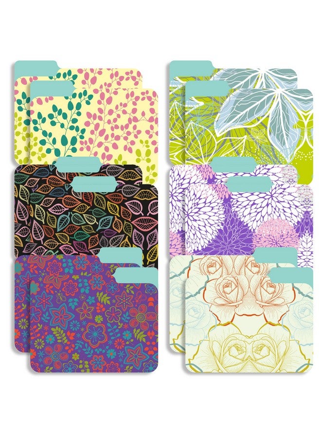 New Generation 12 Pack Decorative 1/3 Cut Tab File Folders With Floral Designs Heavyweight Letter Size (9.5" X 11.5") Laminated Fashion Folders For Home Or Office. - Image 1