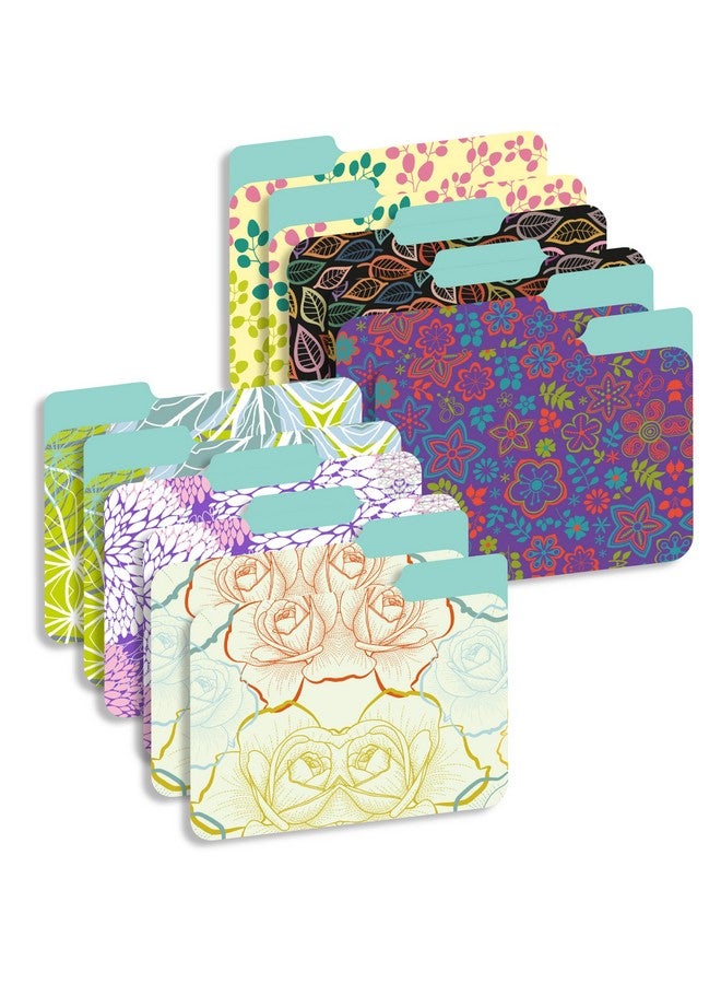 New Generation 12 Pack Decorative 1/3 Cut Tab File Folders With Floral Designs Heavyweight Letter Size (9.5" X 11.5") Laminated Fashion Folders For Home Or Office. - Image 3