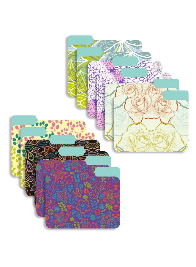 New Generation 12 Pack Decorative 1/3 Cut Tab File Folders With Floral Designs Heavyweight Letter Size (9.5" X 11.5") Laminated Fashion Folders For Home Or Office. - Image 2