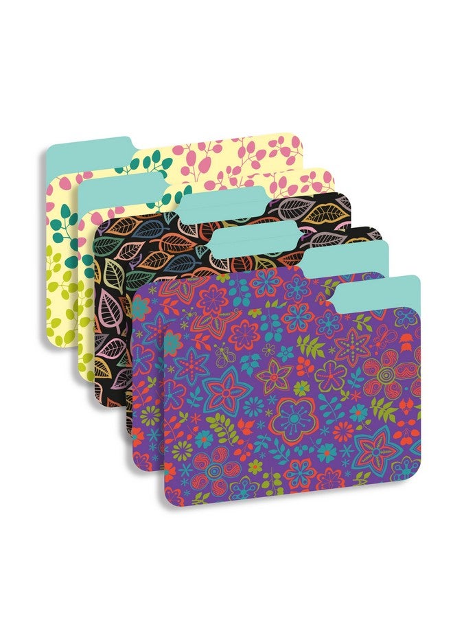 New Generation 12 Pack Decorative 1/3 Cut Tab File Folders With Floral Designs Heavyweight Letter Size (9.5" X 11.5") Laminated Fashion Folders For Home Or Office. - Image 4