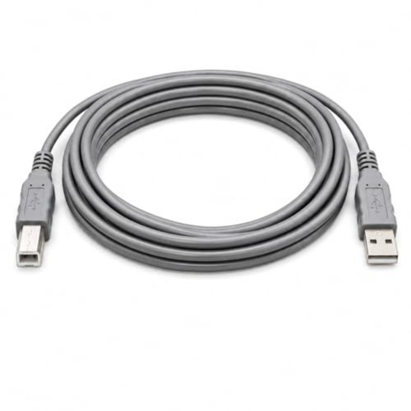 كابل طابعة USB 3 أمتار - سلك USB 2.0 من النوع A إلى B عالي السرعة 480 ميجابت في الثانية متوافق مع جميع أجهزة منفذ USB والطابعات والماسحات الضوئية. كابل USB طويل متين للكمبيوتر والكمبيوتر المحمول - رمادي - Image 1
