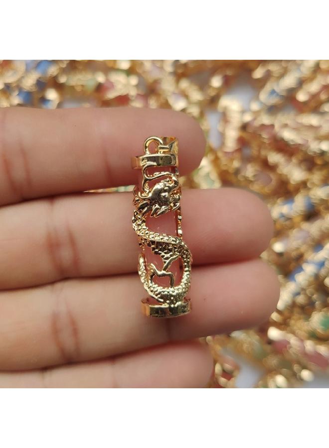 Alloy Dragon Column Necklace Luminous Stone Dragon Pendant Golden Dragon And Phoenix Inlaid Jade Jewelry Men's And Women's Money Chain Accessories