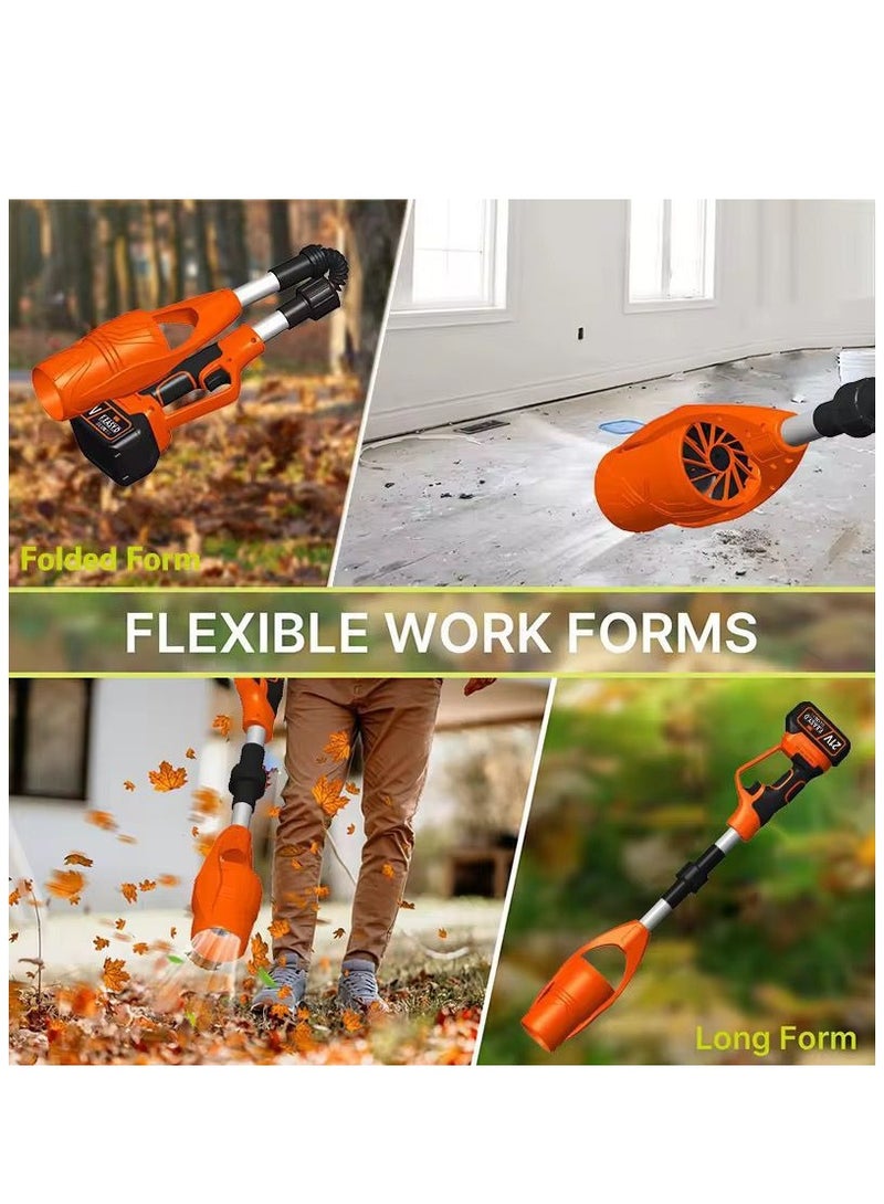 BlueFire 21V Cordless Electric Snow Blower with Dual 1500mAh Lithium Battery, 400W Brushless Motor up to 29000RPM, 63m/s (150MPH) Wind Speed, 520CFM Air Volume, Foldable Ergonomic Design, Stepless Speed Control, Lightweight Power Machine for Driveways, Decks, Patios, Walkways, Leaves, Dust & Debris Removal - Image 4