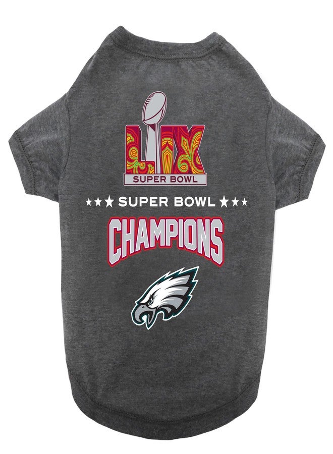 Pets First NFL 2025 Super Bowl LIX Championship Pet Tee Shirt, Durable Sporty Pet Tee, Size Large. Kansas City Chiefs VS Philadelphia Eagles NFL Champ Dog T-Shirt. Licensed NFL Winning Shirt for Dogs & Cats - Image 1