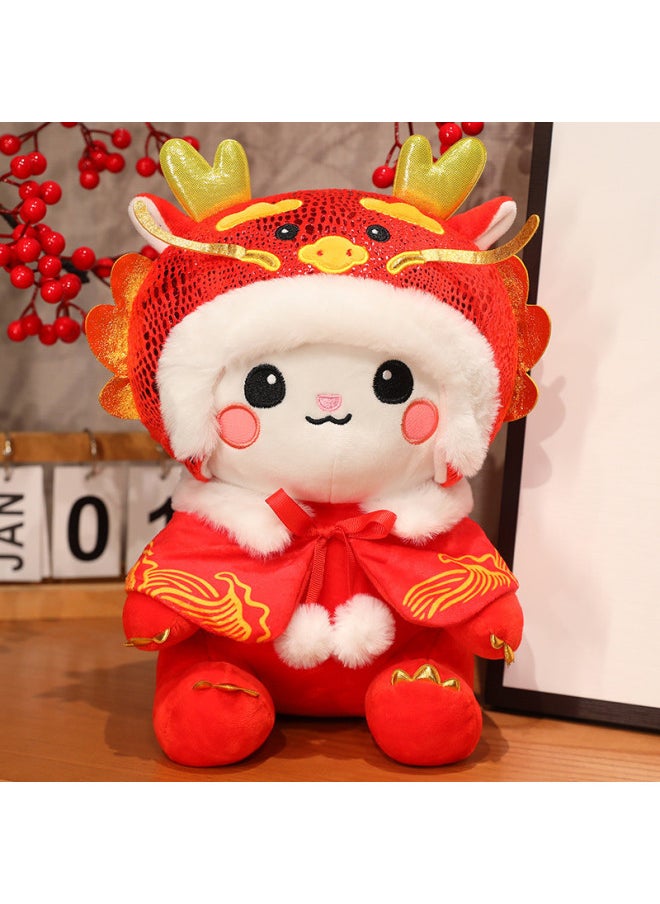 2024 Year Of The Dragon Mascot Doll Chinese Fubao Dragon Doll Plush Toy Zodiac Doll Year Gift Wholesale-Specifications:Red-fubaolong-Color:Gift Bag Small Size Pack A Pair Of 23cm  - Image 1