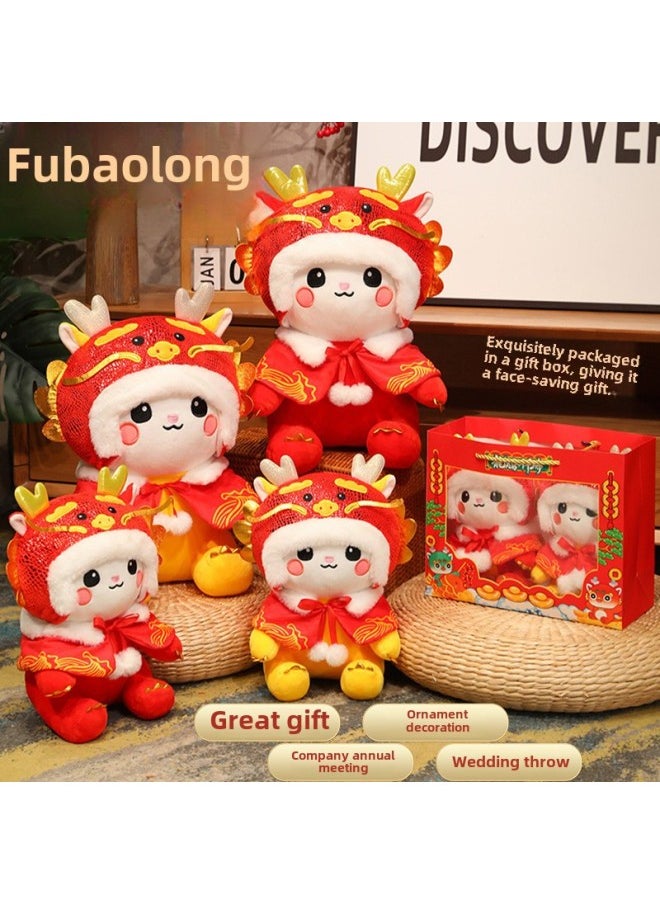 2024 Year Of The Dragon Mascot Doll Chinese Fubao Dragon Doll Plush Toy Zodiac Doll Year Gift Wholesale-Specifications:Red-fubaolong-Color:Gift Bag Small Size Pack A Pair Of 23cm  - Image 2