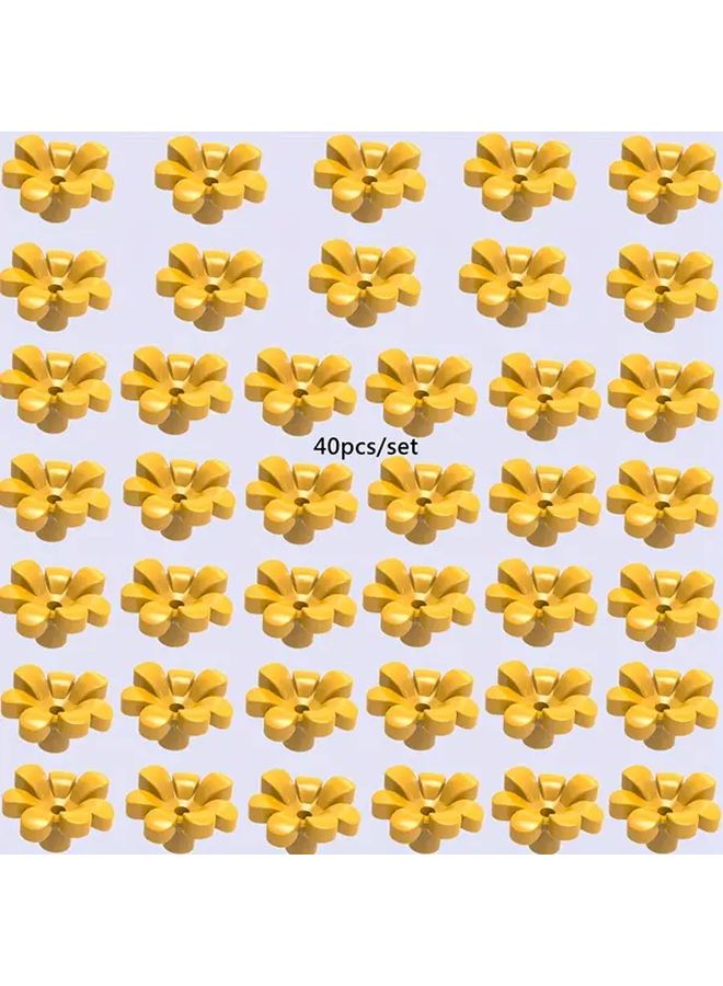 Orange Intricate Flower Building Blocks 40pcs DIY Garden Farm Set Kids Toy Gift - Image 1