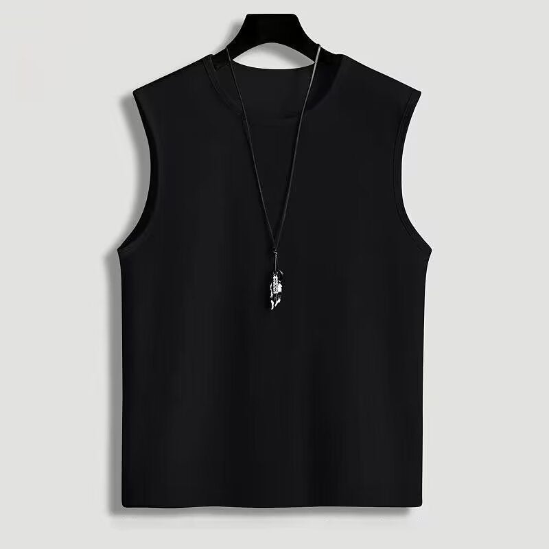 Summer Sleeveless Tee Trendy Mens Tank Top Black  - Image 1