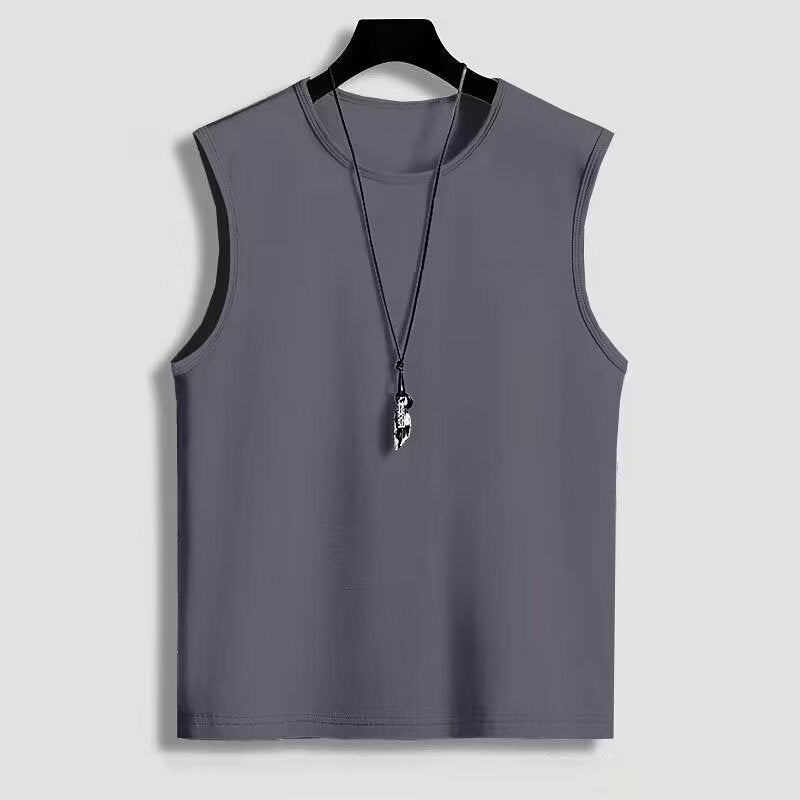 Summer Sleeveless Tee Trendy Mens Tank Top Black  - Image 4