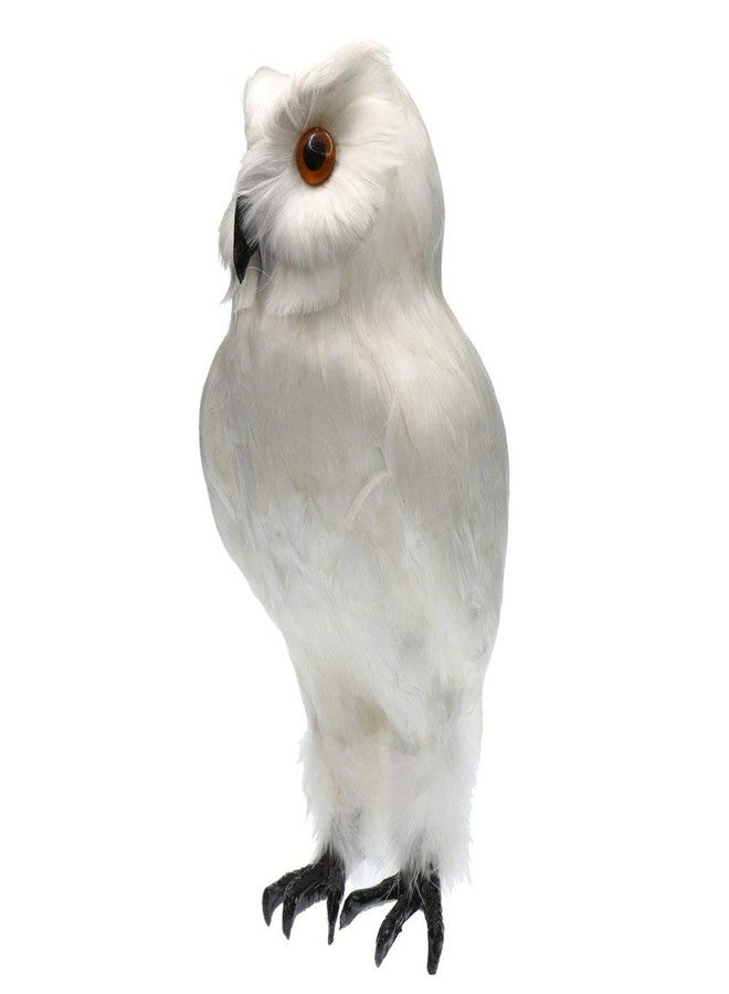 KODORIA Artificial Feathered Owl Realistic Bird Decoration Taxidermy Garden Decor - White 1 - Image 1