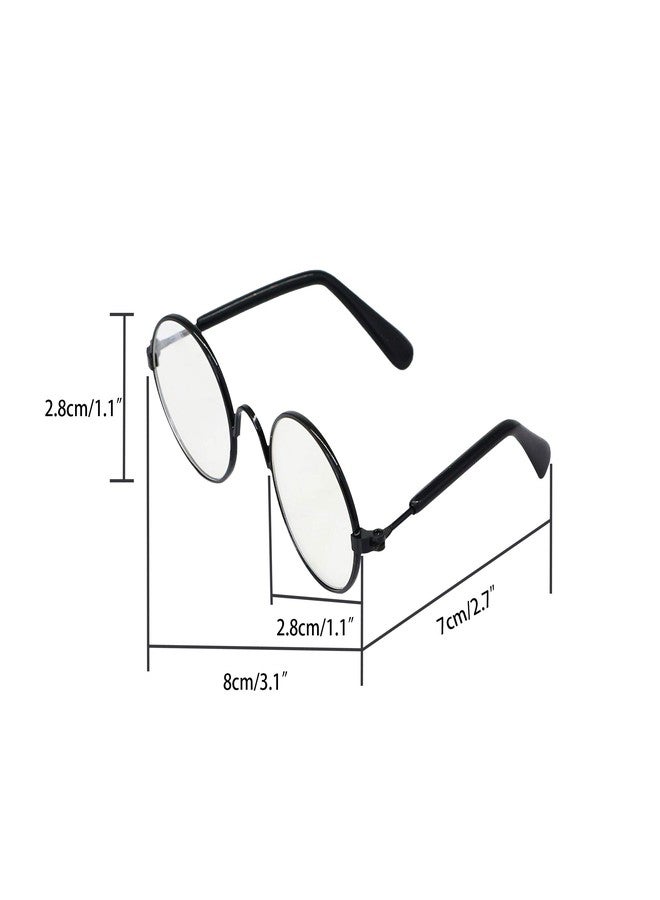YAODHAOD Pet Sunglasses Classic Retro Circular Metal Prince Sunglasses Funny Cute Puppy Cat Teacher Bachelor Cosplay Glasses Pet Photos Props for Small Dog Cat（2 PCS (Transparent) - Image 5