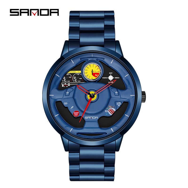 Sanda Sanda New 1085 Quartz Watch Boys Waterproof Shockproof Steering Wheel Creative Personality Hollow Watch Men - Image 2