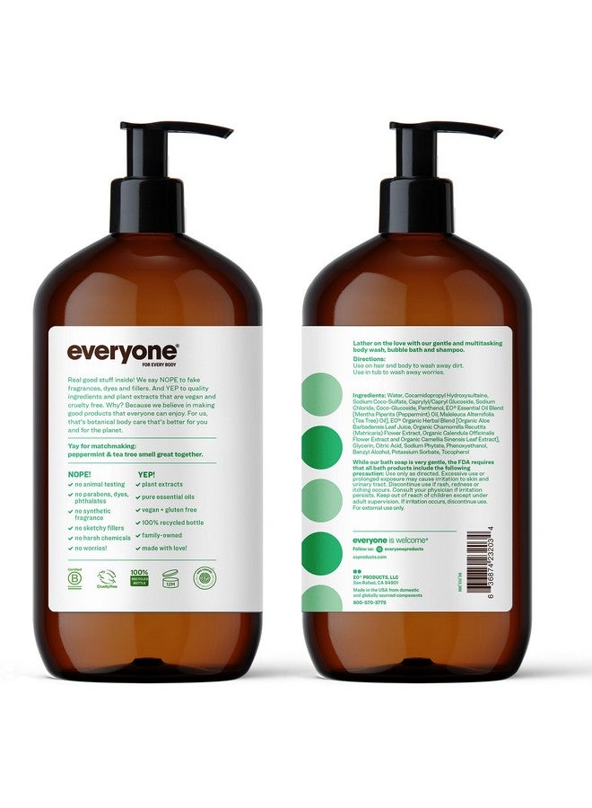 ايفريوان صابون 3 في 1، غسول للجسم، حمام فقاعات، شامبو، 32 أونصة (عبوة من قطعتين)، منظف شجرة شاي النعناع وجوز الهند مع مستخلصات نباتية عضوية وزيوت عطرية نقية - Image 2