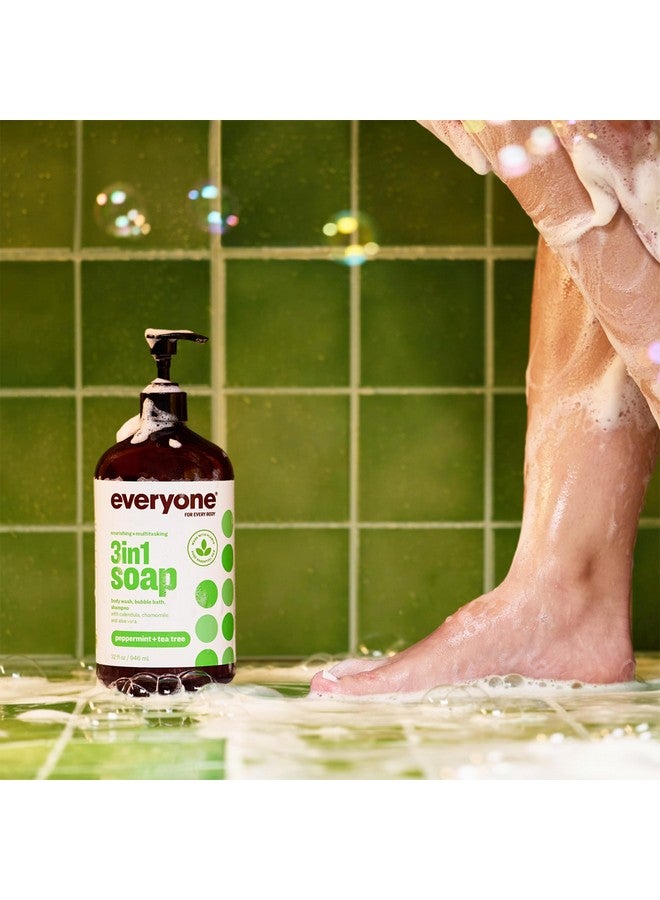 ايفريوان صابون 3 في 1، غسول للجسم، حمام فقاعات، شامبو، 32 أونصة (عبوة من قطعتين)، منظف شجرة شاي النعناع وجوز الهند مع مستخلصات نباتية عضوية وزيوت عطرية نقية - Image 3