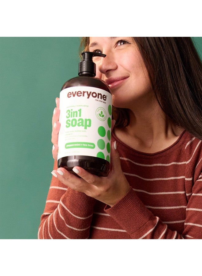 ايفريوان صابون 3 في 1، غسول للجسم، حمام فقاعات، شامبو، 32 أونصة (عبوة من قطعتين)، منظف شجرة شاي النعناع وجوز الهند مع مستخلصات نباتية عضوية وزيوت عطرية نقية - Image 5