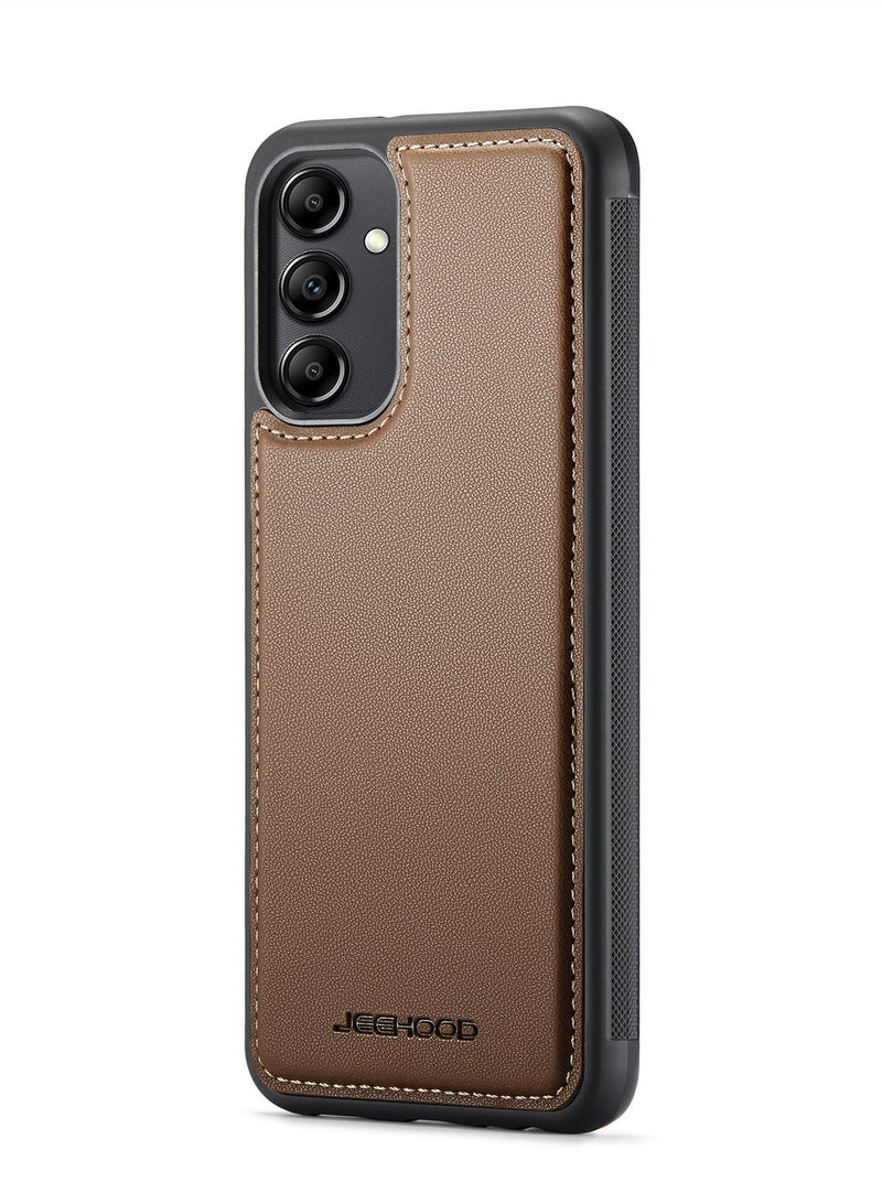 جيهود كيس مي جراب موبايل متوافق مع سامسونج جالاكسي ايه 14 4 جي / 5 جي فاخر من جلد البولي يوريثين غطاء خلفي متوافق مع سامسونج جالاكسي ايه 14 4 جي / 5 جي - بني - Image 1