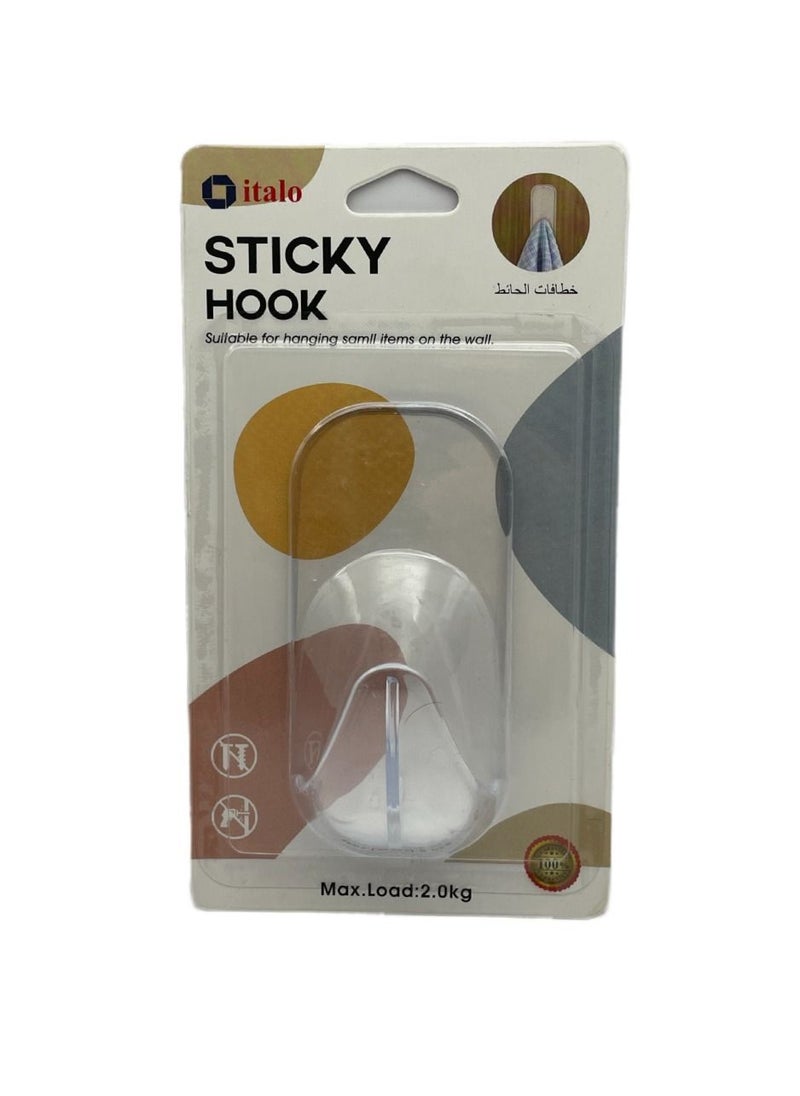 ITALO 1 Piece Heavy Duty Adhesive Wall Hooks Waterproof and Oilproof Ideal For The Kitchen And Bathroom Clear  - Image 1