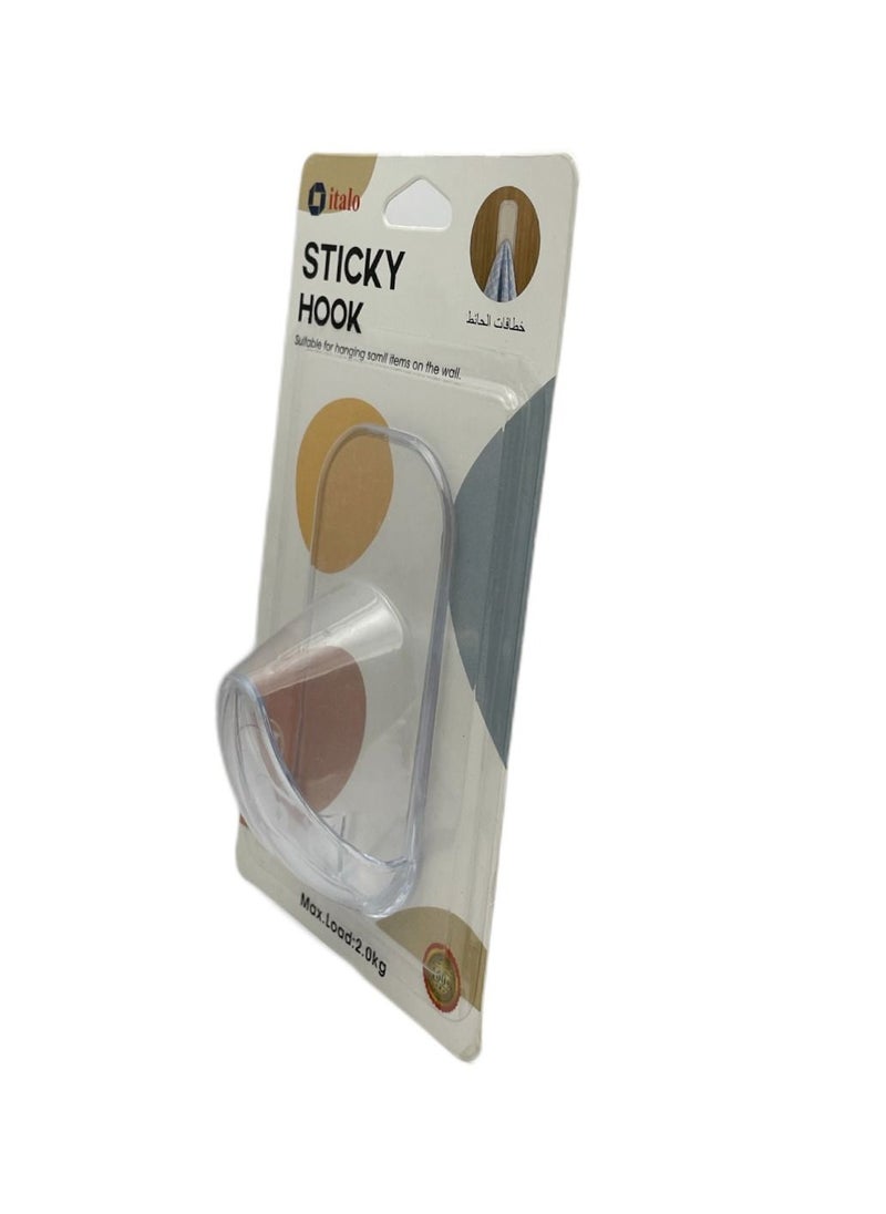 ITALO 1 Piece Heavy Duty Adhesive Wall Hooks Waterproof and Oilproof Ideal For The Kitchen And Bathroom Clear  - Image 2