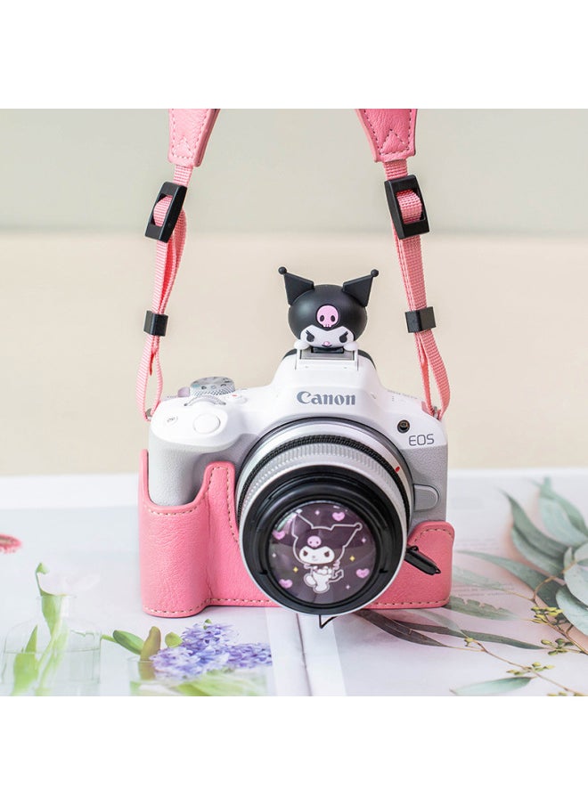 Generic Canon R50 Protective Case R10 Camera Bag RPR8 Leather Case R7 Base Bag R5 Protective Case R6 Second Generation Accessories R100-Color:R5/r6/r62 Coffee Color Protective Cover + Coffee Color Pu Shoulder Strap  - Image 4