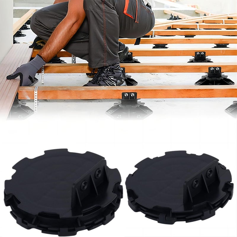 BGTLGIO 28Pack Adjustable Deck Support Pedestal Deck Foundation Base Support For Floating Deck Platform Deck Floor Height Adjustment Raising From 0.6"" To 0.8 ""  Black - Image 3